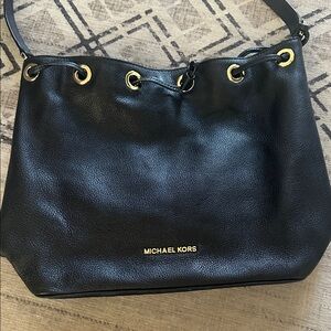 Michael Kors Black Shoulder Bag with Gold Accents